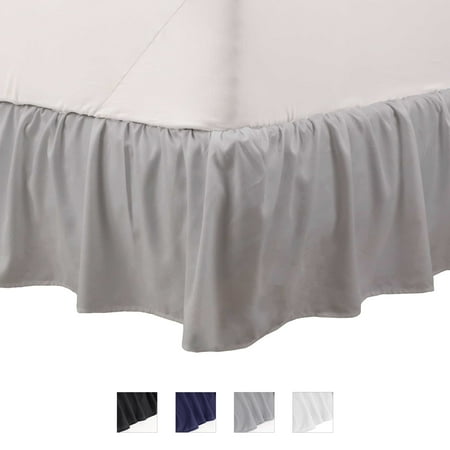 Martex Full Bed Skirt | Ruffled 100% Microfiber Dust Ruffle | 16" Drop | Grey