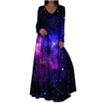 thumbnail image 2 of Qiopertar Robe Longue Décontractée à Col Rond Manches Longues Imprimée pour Femmes en Solde à Moins de 5$ en Solde, 2 of 9