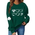 thumbnail image 1 of Tauxra Chandail à Manches Longues pour Femmes, Col Rond, Décontracté, avec Imprimé Trèfle de la Saint-Patrick, pour Fêtes de Fin d'Année, Tissu en Polyester Doux Teint en Fil, 1 of 5