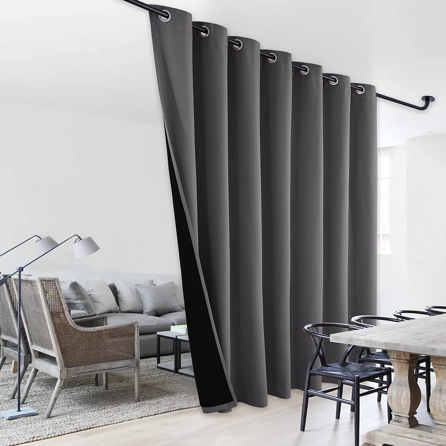 YAAN Sound Reducing Room Divider Curtains, Total Shade Patio Door