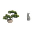 thumbnail image 1 of Árbol Bonsái Artificial, Estatua De Gato, Figura Decorativa De Resina, Planta Artificial Coleccionable En Maceta, Escultura Animal Para Centros De Mesa, Entrada, Estantería, Sala De Estar,, 1 of 8