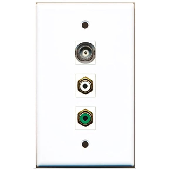 RiteAV - 1 Port RCA White and 1 Port RCA Green and 1 Port BNC Wall Plate