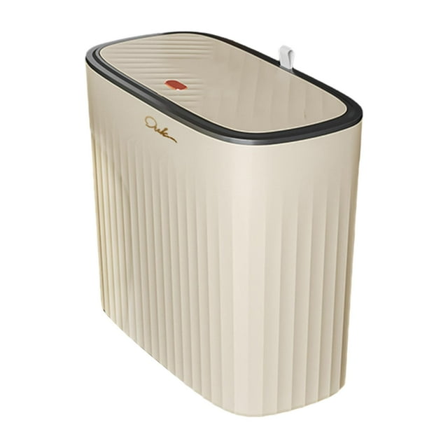simhoa Bathroom Trash Can with Lid Slim Narrow Garbage Can for Sunroom Laundry Room Yellow