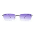 thumbnail image 2 of Rimless Narrow Rectangle Luxury Beveled Lens Dad Shade Sunglasses Silver - Purple, 2 of 4