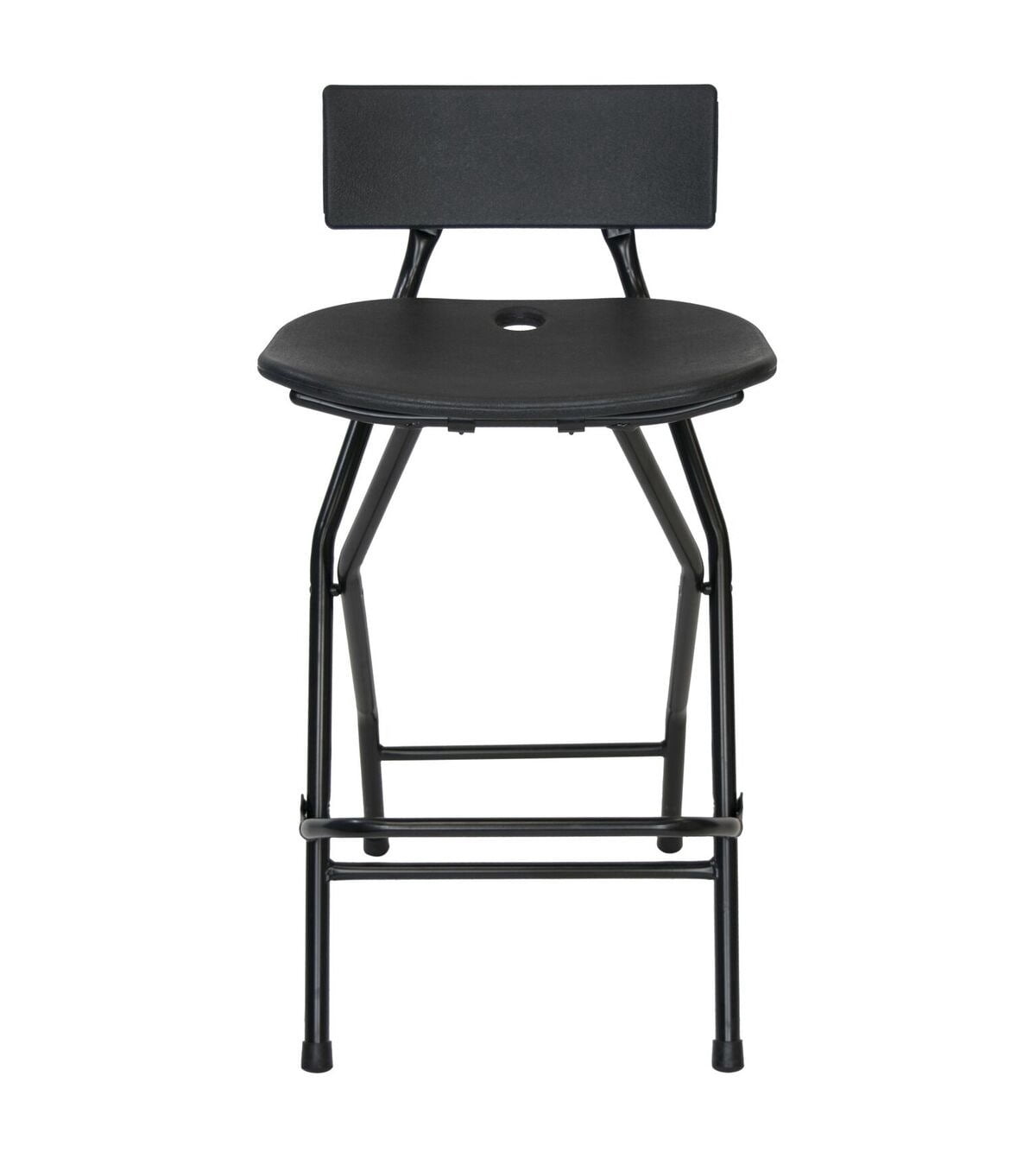 Folding Bar Stool with Backrest - Black