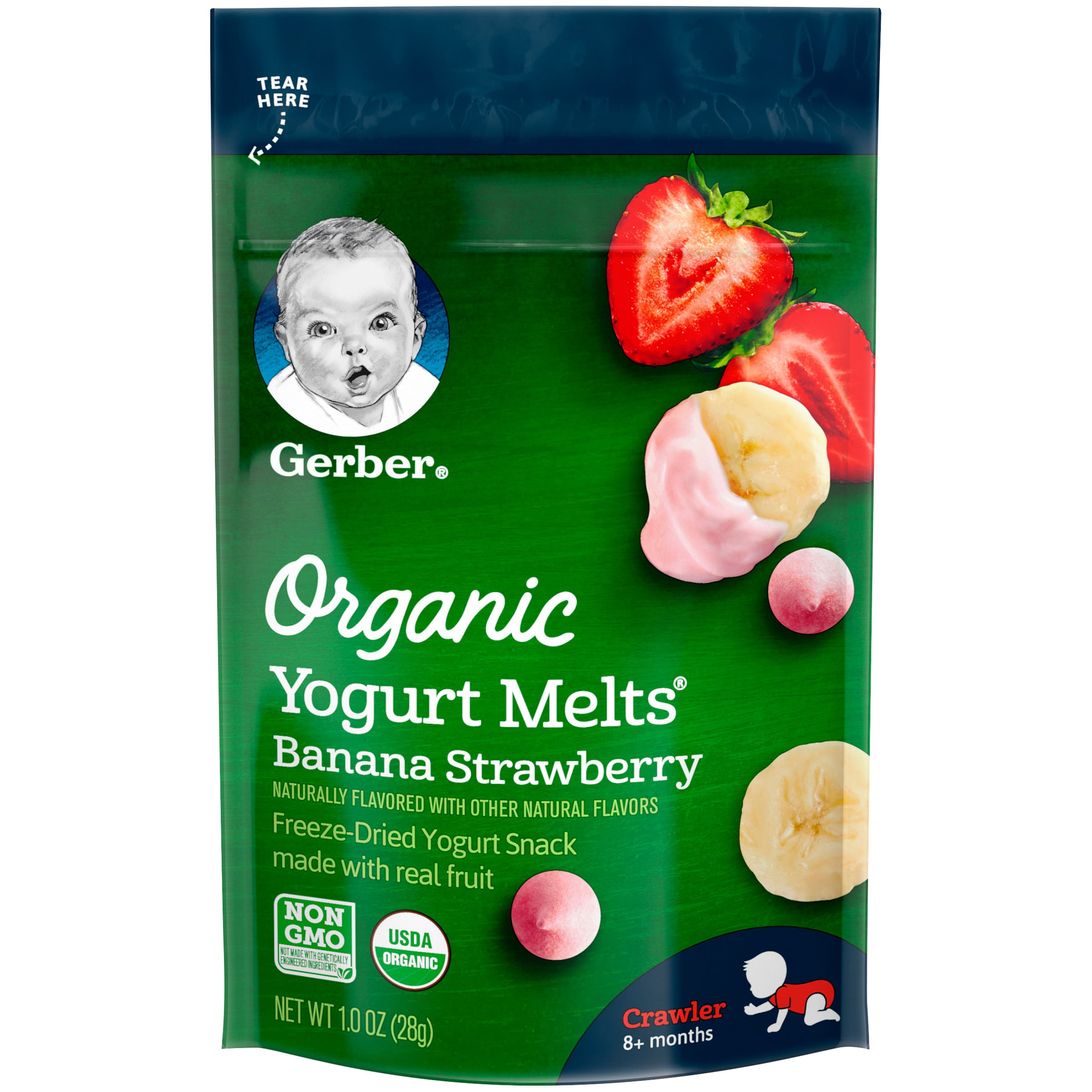 (Pack of 7) Gerber Yogurt Melts Organic Freeze-Dried Yogurt & Fruit Snacks, Banana Strawberry, 1 oz