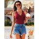 thumbnail image 4 of Traje de baño de una pieza AI'MAGE con cuello en V profundo y ribete festoneado, color rojo vino, 4 of 6
