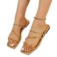 thumbnail image 4 of Sandalias Planas con Correas de Tobillo Oro Metálico Pie Abierto Suela Suave Interior Al Aire Libre, Zapatillas Al Aire Libre para Mujer, 4 of 9