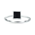 thumbnail image 2 of Solitaire Fashion Petite Dainty Ring Princess Cut Simulated Black Onyx 925 Sterling Silver Size 5, 2 of 5