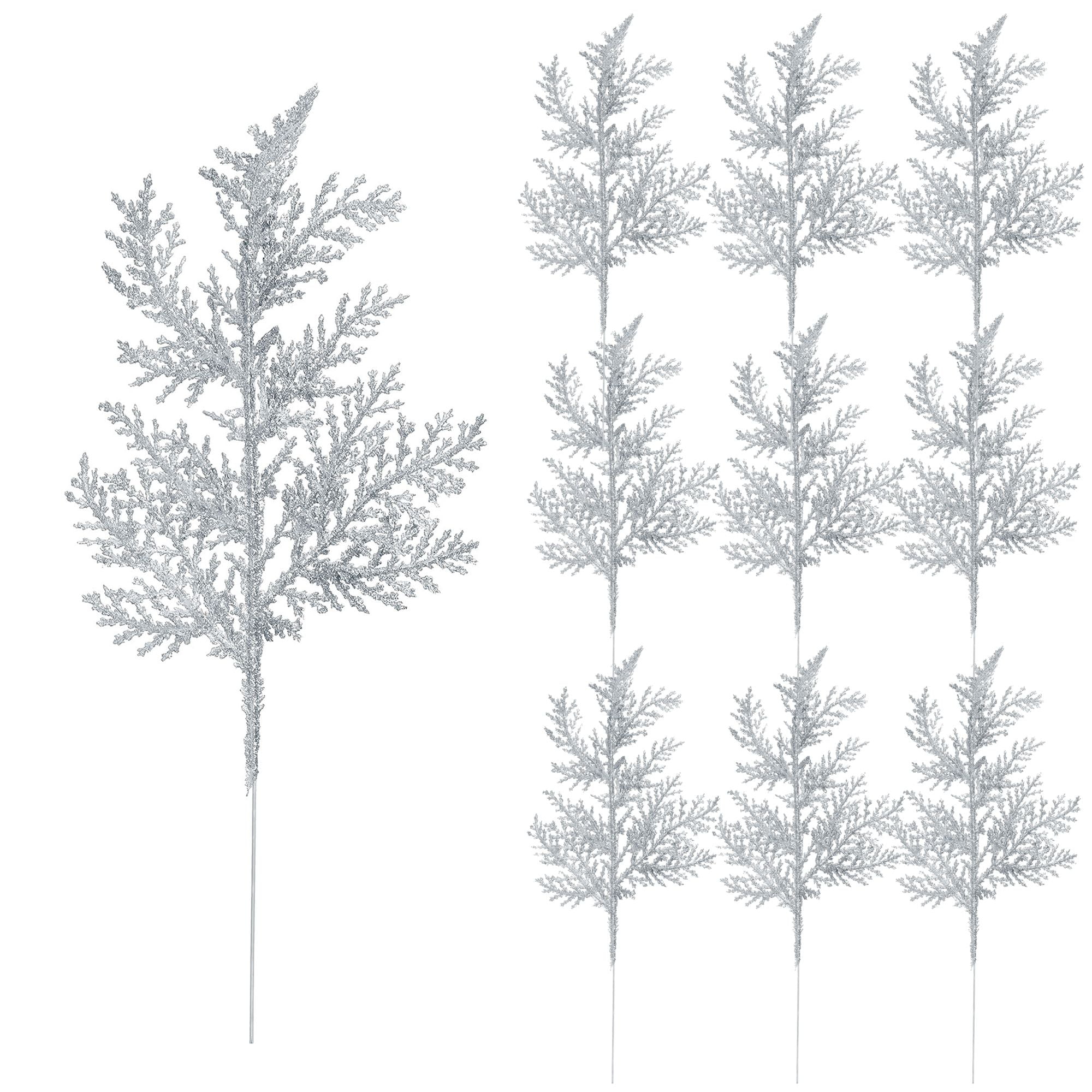 Gustave 20 Pcs Artificial Christmas Glitter Pine Leaves Picks Needles