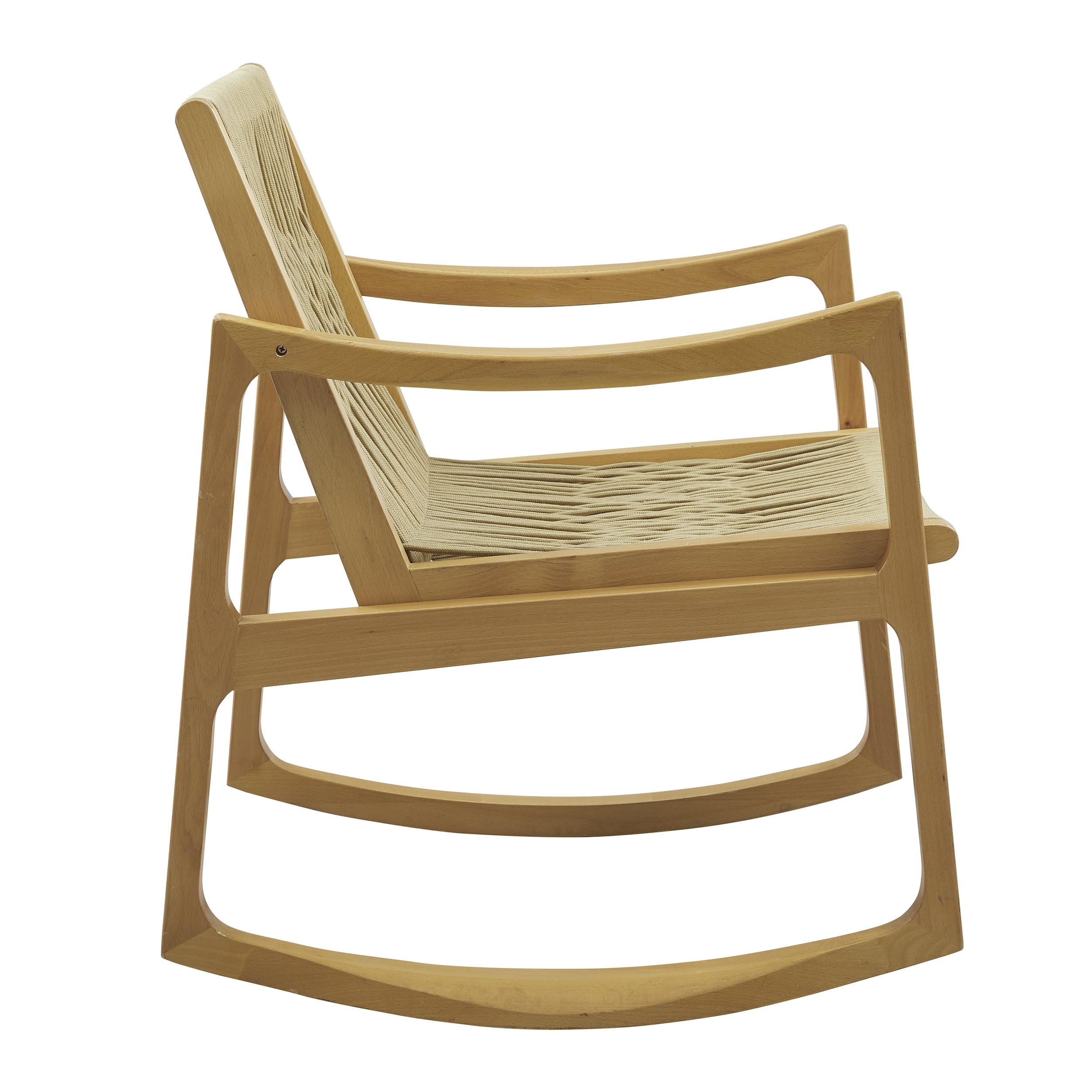 Powell Quinlan Boho Woven Rope Indoor Rocking Chair, Natural