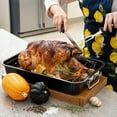 thumbnail image 6 of Moss & Stone Carbon Steel Roaster Pan With “V” Shape Removable Roasting Rack Set, 16.5 Inch Rectangular Nonstick Roasting Pan, Turkey Roaster Pan Rack With Carving Fork & Chef Knife, 6 of 8