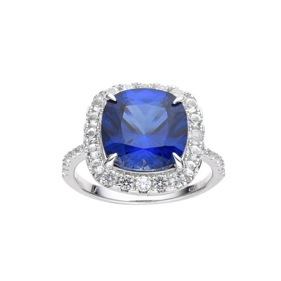 Ceylon Sapphire Cushion Halo Ring