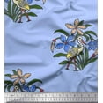 thumbnail image 1 of Soimoi Crepe Silk Fabric Flamingo,Leaves & Floral Block Printed Craft Fabric by The Yard 42 Inch Wide, 1 of 1