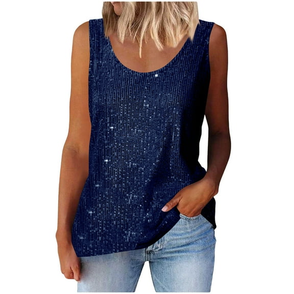 Mittory Womens Tank Tops Casual Fashion V Neck Strappy Sequin Sparkle Shimmer Camisole Sleeveless Tanks Tops
