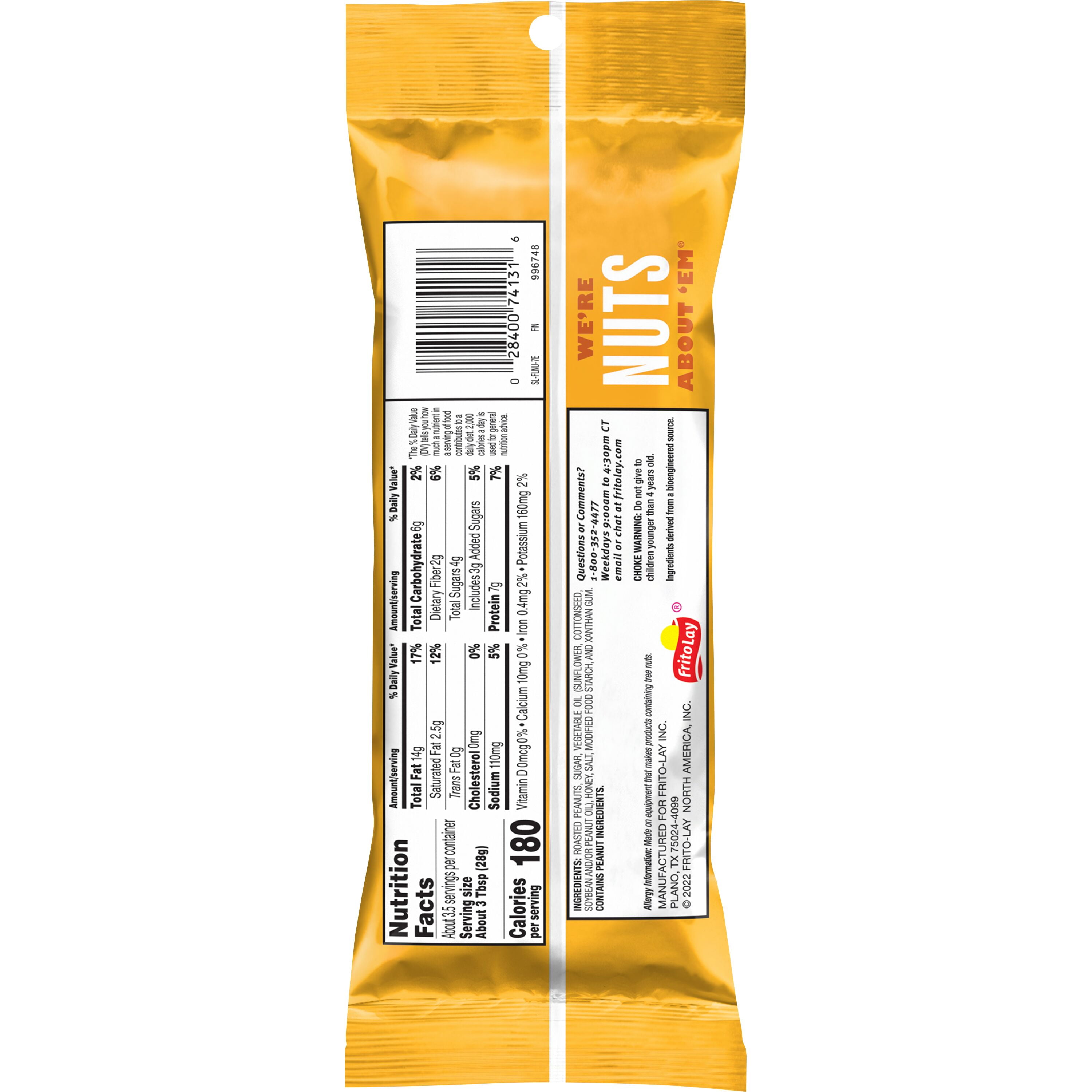 Nut Harvest Honey Roasted Whole Peanuts , 3.325 oz bag