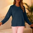 thumbnail image 6 of Guluxicc Womens Flannel Long Sleeve Pajama Tops Solid Color Thermal Underwear Winter Warm Pullover Shirt, Blue, S, 6 of 8