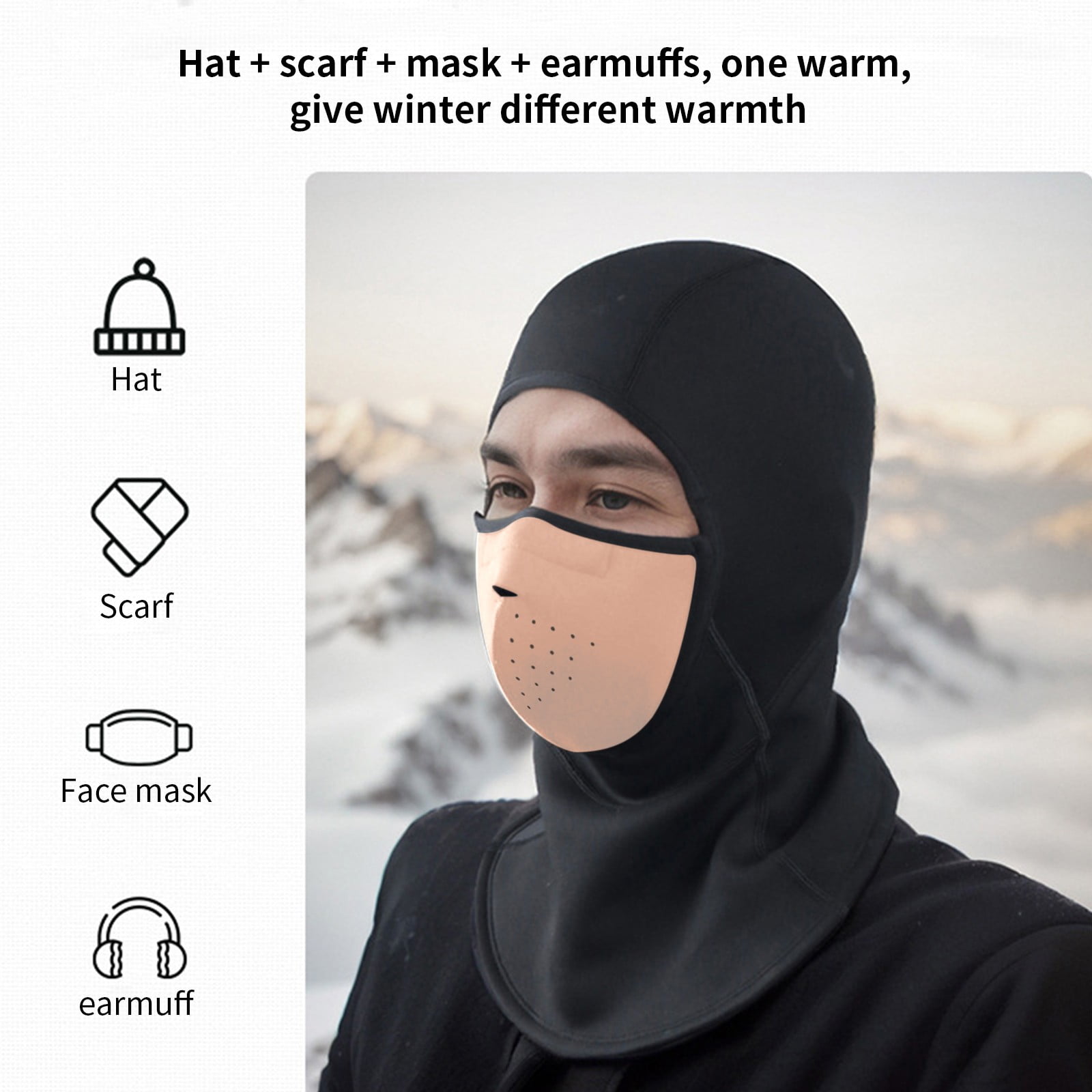 Surpdew Magnetic Ski Mask With Thickened Winter Outdoor Riding Windproof And Warm Motorcycle Head Cover Pink