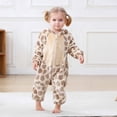 thumbnail image 4 of Toddler Kids Boys Girls Cute Fleece Romper Jumpsuit Teens Long Sleeve Thermal Outfit With Pocket Girls Soft Zipper Hooded Bodysuit Spring Comfortable Outwear Onesie Khaki 25-30 Months, 4 of 7