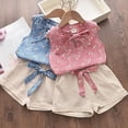 thumbnail image 5 of TOWED22 Kids Infant Girl 2pcs Sweet Summer Sets Sleeveless Tank Tops and Shorts Adorable Outfits Toddler Clothing Cotton with Pocket(Blue,5 Y), 5 of 5