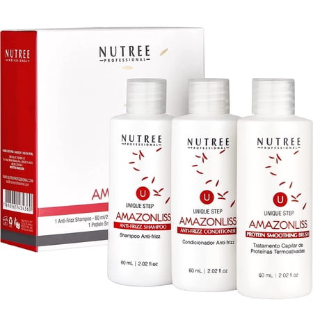 Amazonliss Brazilian Keratin Hair Treatment Set 2.02 fl. oz - One Step Protein with Shampoo & Condit. for Dry Damaged - Formaldehyde-Free - Strengthening Alisado Brasileño Keratina Brasileña