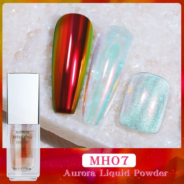 Polvo líquido de espejo para realzar las uñas, polvo de espejo europeo para realzar las uñas sin volar, 5 ml