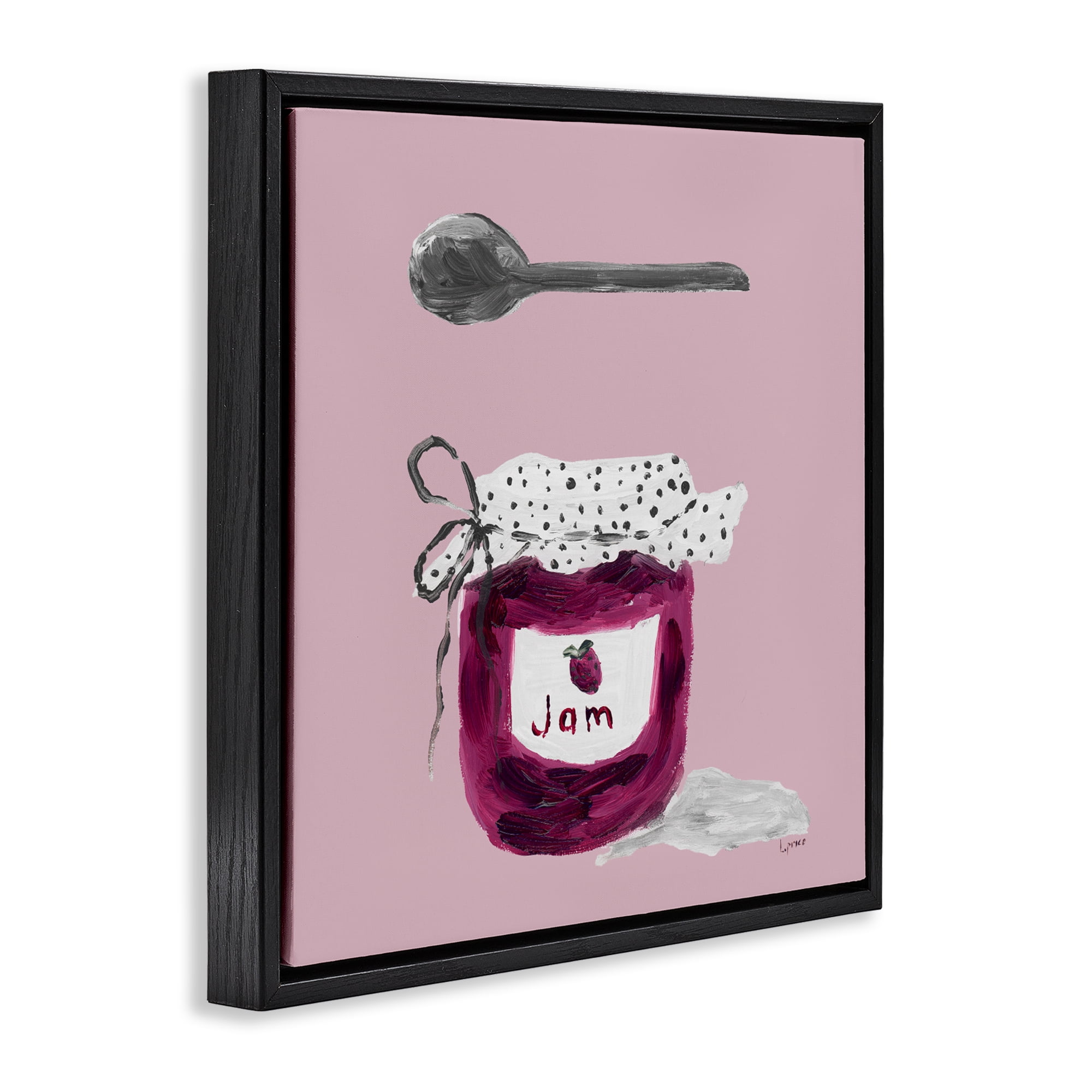 Stupell Industries Jam Jar over Blush Black Framed Floater Canvas Wall Art, design by Lucille Price