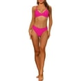 thumbnail image 1 of Conjuntos de bikini de triángulo de 2 piezas para mujer, parte superior con escote en V y tirantes ajustables, parte inferior básica, trajes de baño S color rojo rosa, 1 of 5