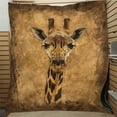 thumbnail image 2 of 1pc Bohemian Giraffe Print Flannel Blanket - Soft Cozy All-Season Throw for Bed, Couch, or Decorative Accent - Mother's Gift for Daughter with Earthy Brown, 2 of 6