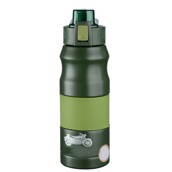 Botella térmica de acero inoxidable, portátil, de gran capacidad, moderna, para exteriores, 680 ml, color verde