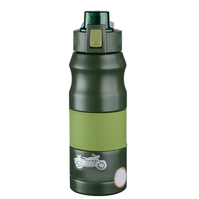 Botella térmica de acero inoxidable, portátil, de gran capacidad, moderna, para exteriores, 680 ml, color verde
