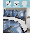 thumbnail image 4 of Quilts Full Size Bedding Set, Aesthetic Lions Lightweight Quilted Comforter, Black Mountains Moon Night Blue Ombre Soft Reversible Bedspread Coverlet with Pillow Covers for All Season, 78" x 90", 4 of 7