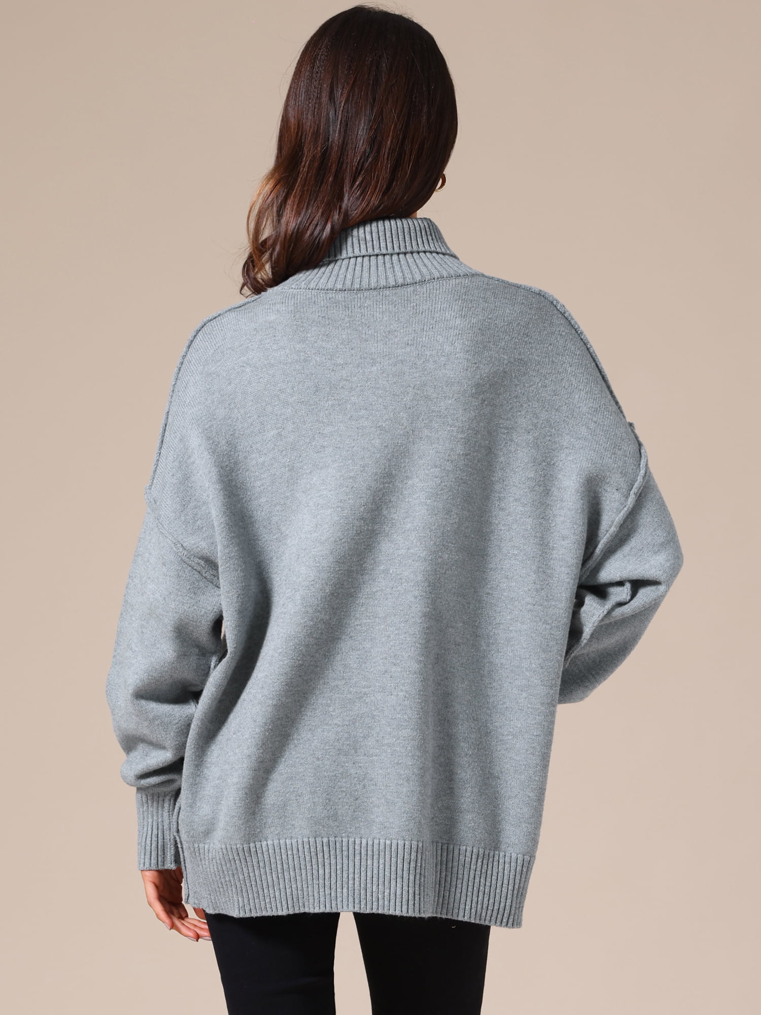 DARING DIVA Women's Oversized Mock Neck Long Sleeve Pullover Sweater 2XL Grey