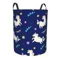 thumbnail image 2 of ZNDUO Round Laundry Basket, Waterproof Collapsible Laundry Baskets with Handles, Medium Size - Unicorn Leaves Blue Pattern, 2 of 8