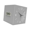 thumbnail image 4 of Reloj de pared de esquina con termómetro, reloj decorativo cuadrado con mes, fecha y Gris, 4 of 9