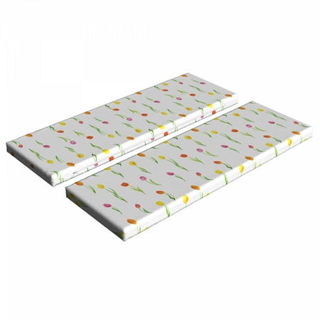 

Watercolor Flower Bench Cushion Set of 2 Colorful Tulips Pattern Country Style Floral Design Watercolor Effect Art Standard Size Foam Pad and Decorative Cover Multicolor by Ambesonne