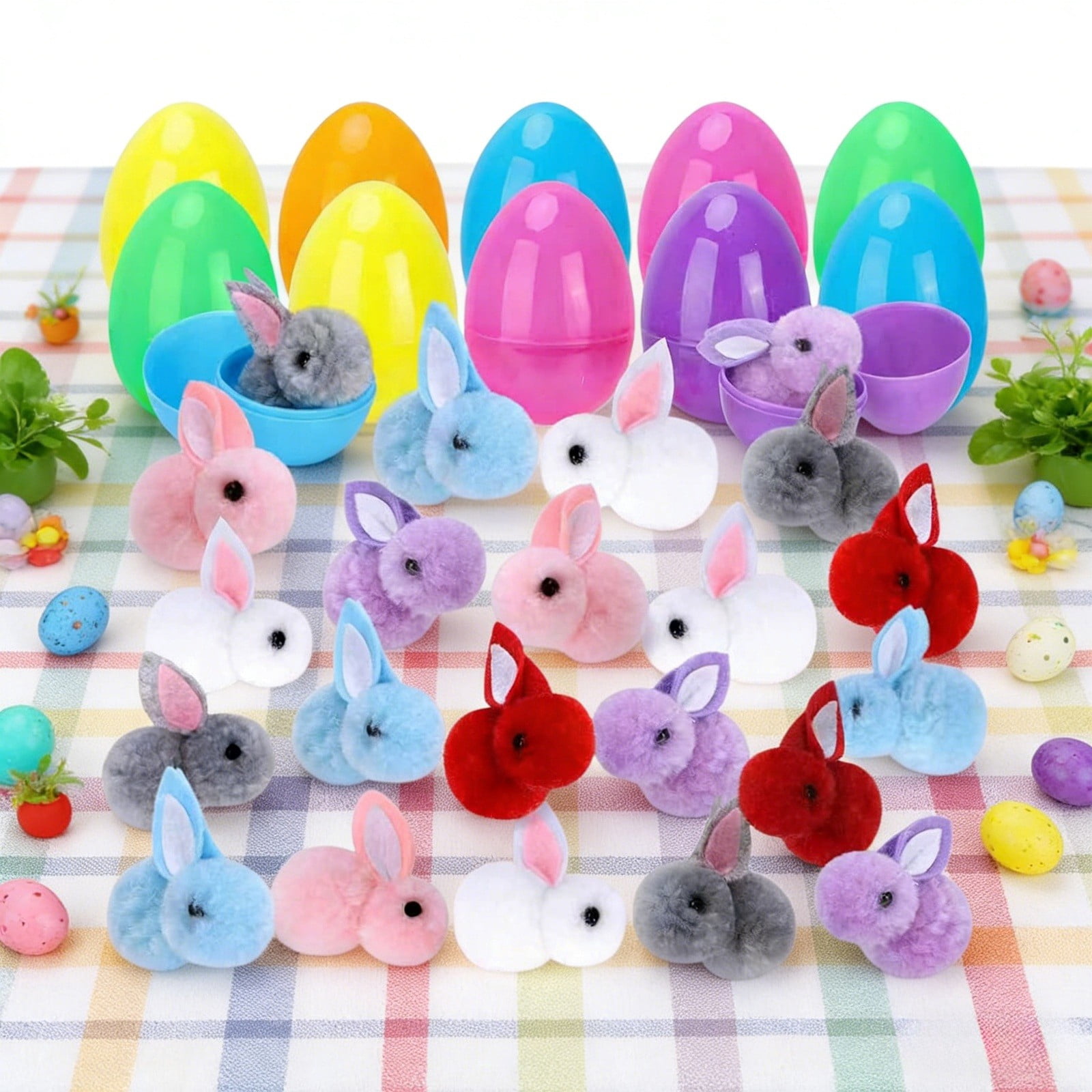XIAHAO 24 Pcs Mini Plush Easter Bunny Animals, Miniature Stuffed Rabbit, Soft Tiny Stuffed Animals Easter Bunnies Plush Rabbit for Easter Basket Stuffers, DIY Hair Clips