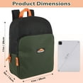 thumbnail image 5 of 15 Inch Classic Solid Color Backpack with Front Zippered Pocket for Commuting and Travel in Hunter Green & Black, 5 of 5