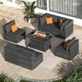 thumbnail image 6 of RADIATA 7-Piece Patio Furniture Set with Fire Pit Table, Outdoor Sectional with Fire Pit Table, Patio Couch Set with Fire Pit Table, Patio Furniture Set Outdoor Sectionals,Gray/Dark Gray, 6 of 9