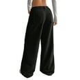 thumbnail image 3 of Deago Corduroy Pants for Women Casual Mid Waist Wide Leg Pants Loose Comfy Trousers with Pockets (Black, S), 3 of 9