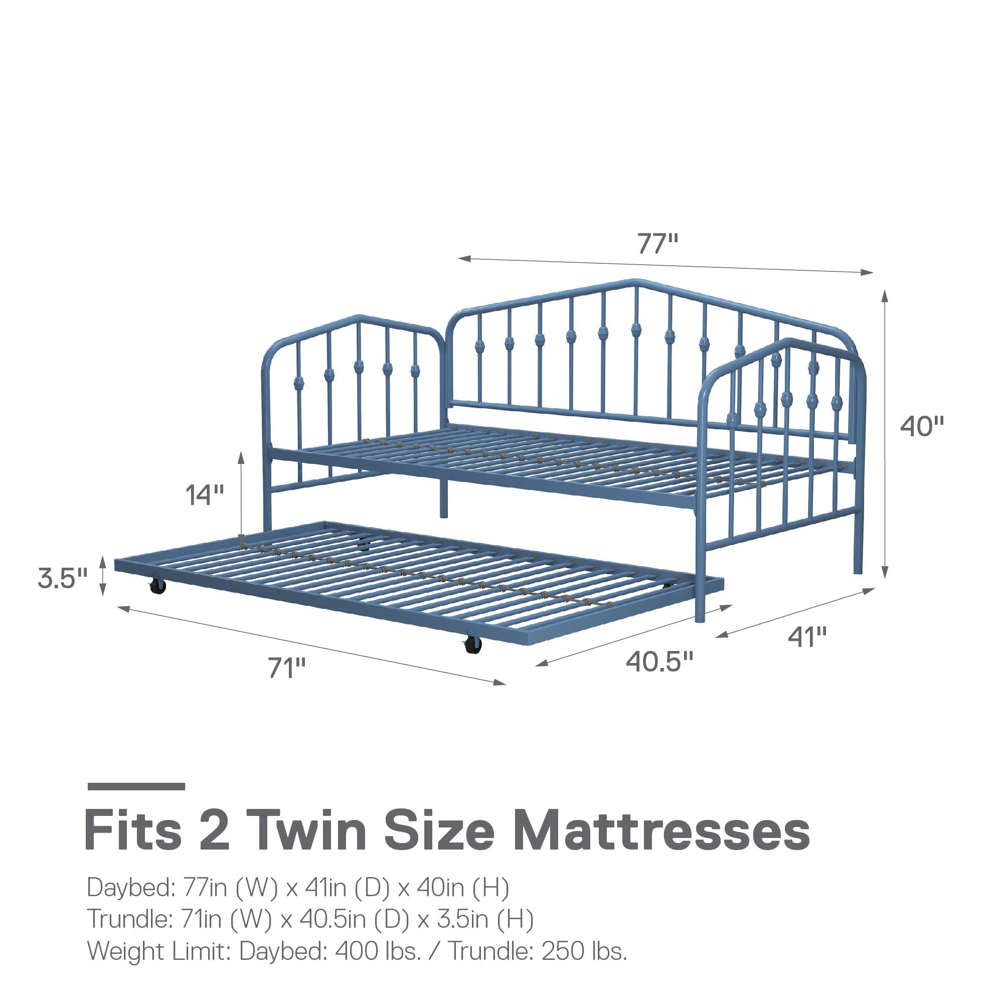 Novogratz Bushwick Metal Daybed & Trundle, Twin, Sea Blue