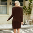 thumbnail image 5 of Women's Fall Winter Fashion Mid-Length Loose Fit V-Neck Long Sleeve Solid Color Knit Sweater Dress, Casual and Chic Dress for Everyday Comfort,Wine,L, 5 of 6