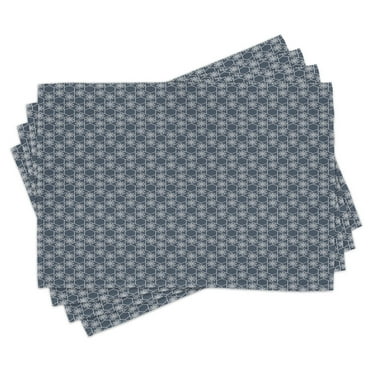 Ambesonne Geometric Place Mats Set of 4, Eastern Japanese Tile, Standard Size, Charcoal Grey Dark Blue