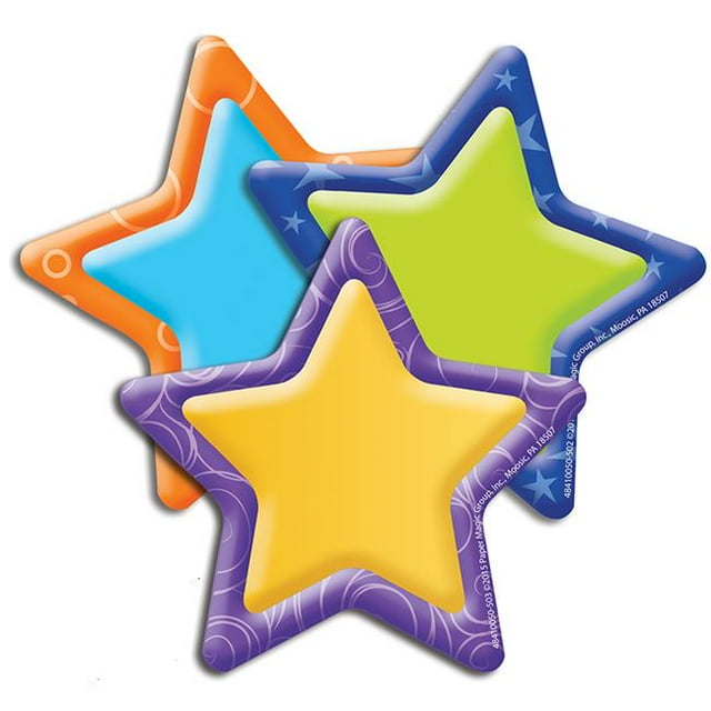 Eureka EU-841005BN Color My World Stars Assorted Paper Cut Outs, Pack of 6
