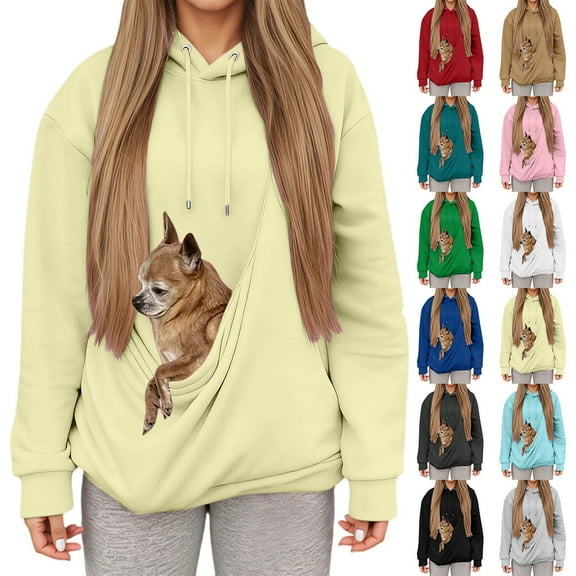 Kopltyrfg Pet Pouch Hoodies，Oversized Sweatshirt With Pocket Front Carry Pouch For Small And Cats,Puppy Kitten Dogs Holder (Beige,S)