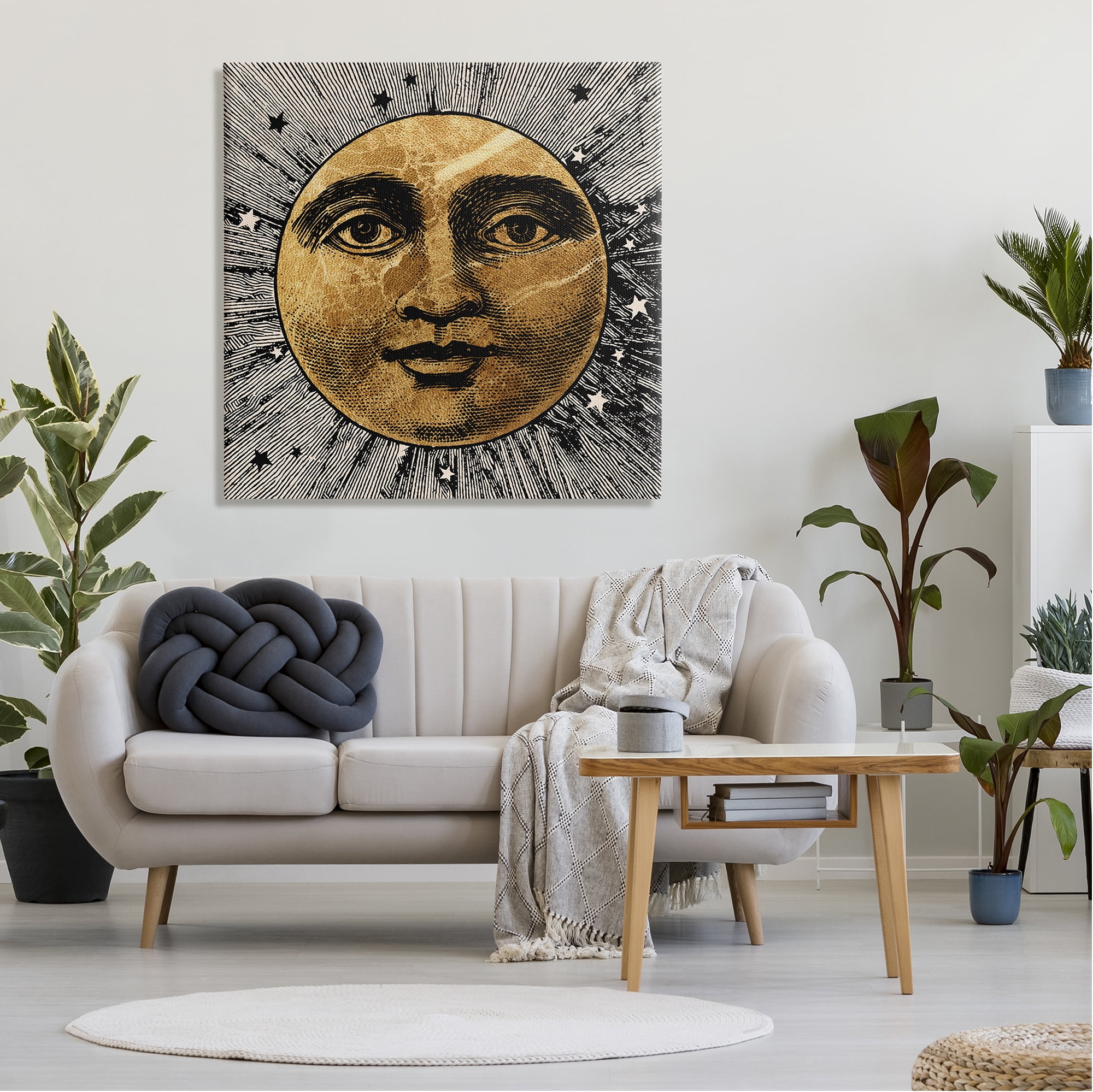 Stupell Industries Detailed Moon Face Landscape Painting Gallery Wrapped Canvas Art Print Wall Art, 36 x 36