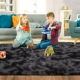 thumbnail image 3 of GlowSol 6' x 9' Fluffy Area Rug Soft Modern Plush Area Rug Carpets Faux Shaggy Indoor Accent Rug Home Decor Nursery Rug for Bedroom Office, Black Grey, 3 of 6