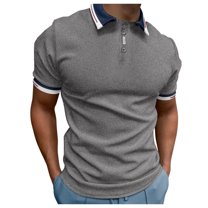 Sopiago Men Shirts Polo Vintage Striped Button Down Knitted Golf Shirts Dark Gray,M