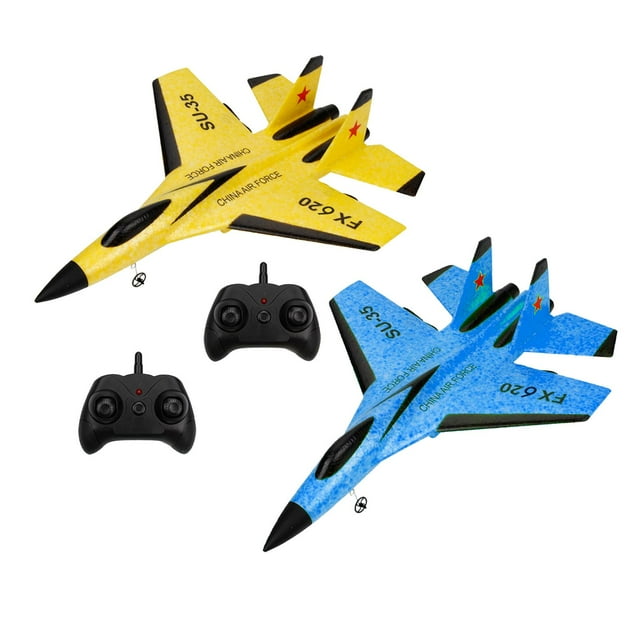 D'avion Télécommandés 2.4G 2CH Pour Enfants Débutants Bleu + Jaune
