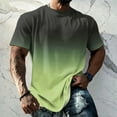 thumbnail image 2 of Mens T-Shirts Crew Neck Gradient Short Sleeve Loose Fit Sports Cotton Summer Streetwear Mint Green XL, 2 of 5